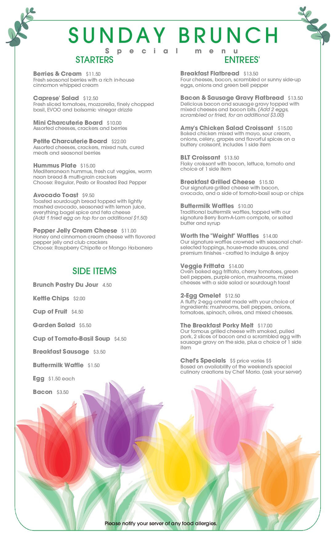 Sunday Brunch Menu Updated Feb 2026 Legal Size